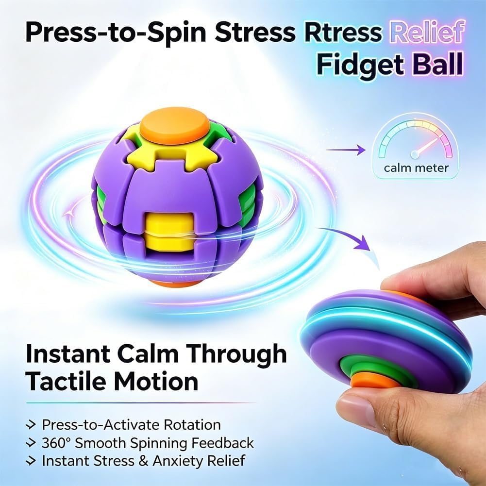 Colorful 3D Printed Press Fidget UFO Spinner Ball | Random Colors | Mallo Mall
