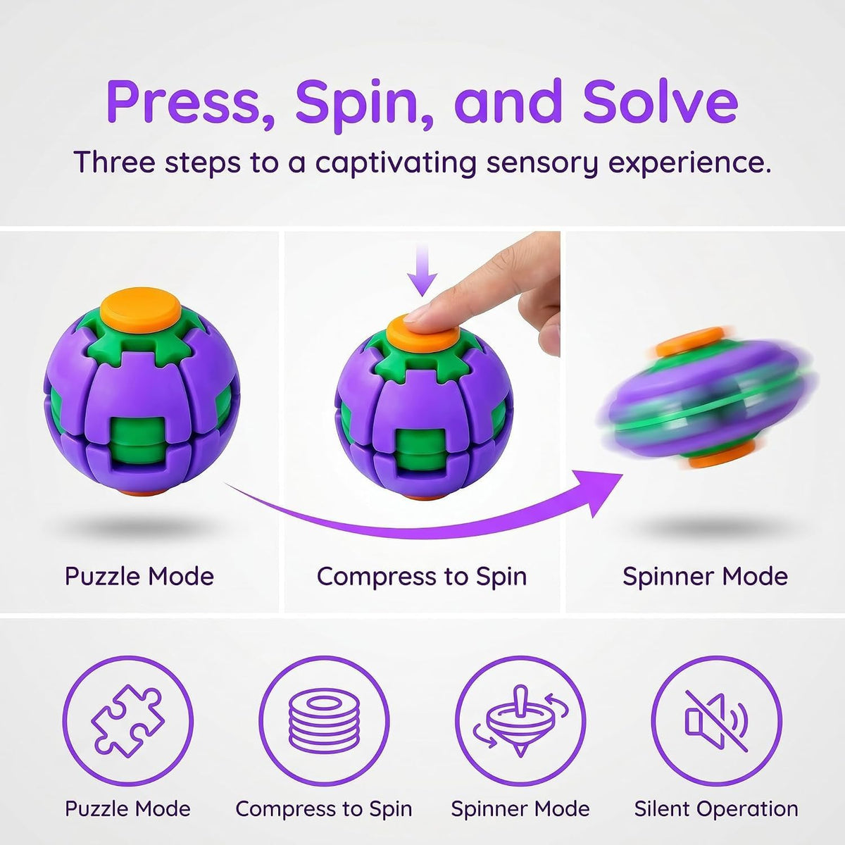 Colorful 3D Printed Press Fidget UFO Spinner Ball | Random Colors | Mallo Mall