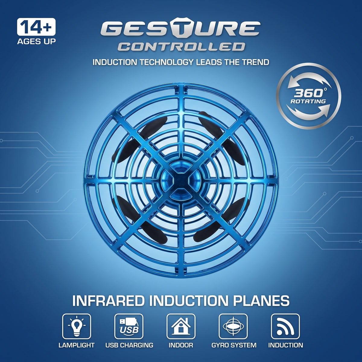 UFO Shaped Gesture Controlled Flying Ball Drone with 360° Rotation & LED Light