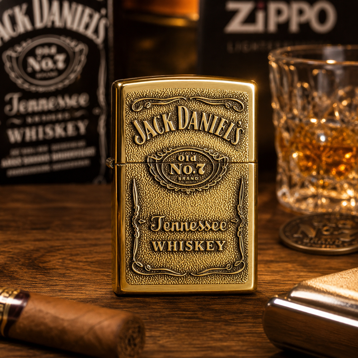 Golden Jack Daniel's Zippo Lighter-Refillable