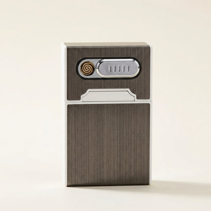 Portable USB Rechargeable Electric Lighter + 20 Cigarette Case Flameless / Windproof Lighter Best Gift for Smokers