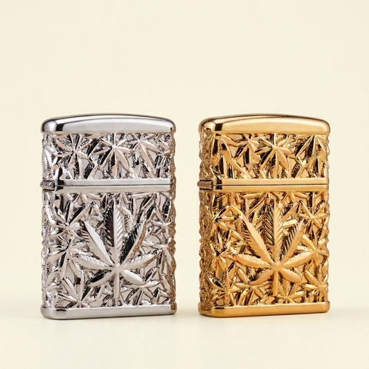 Royal Leaf Engraved Jet Lighter (Metallic)