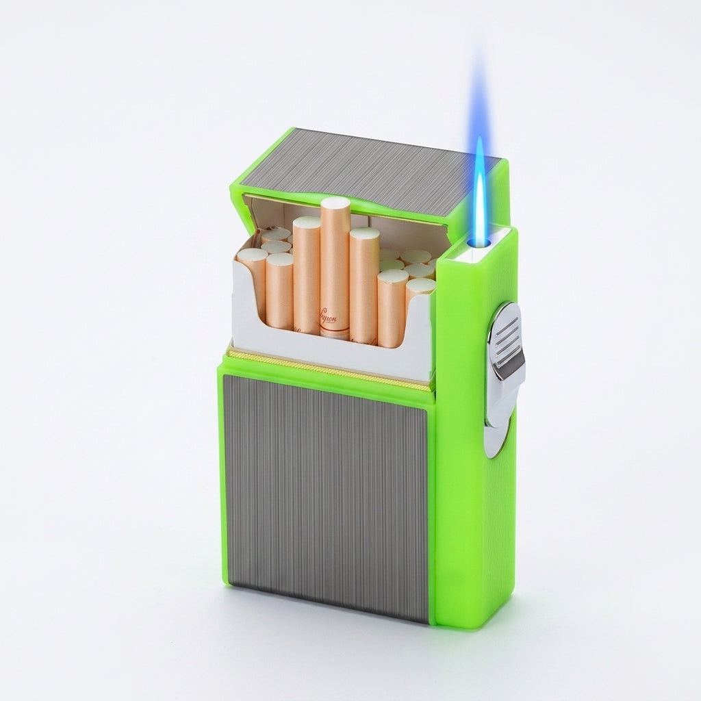 Luminous Cigarette Case, Cigarette Storage Box Open Pocket Holder with Heat  Pressure Lighter