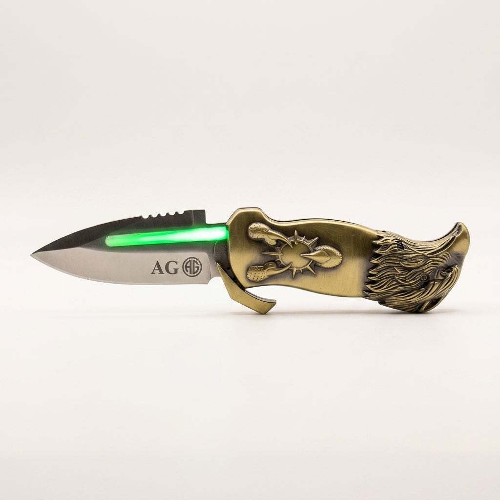 Eagle Head Green flame Windproof Lighter With Built in Knife