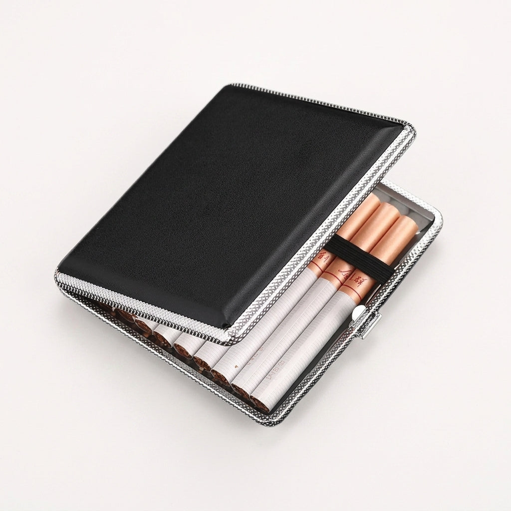 20 Cigarette Personalized Delicate Black Men Leather Cigarette Case Waterproof Cigarette Case