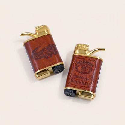 Antique Leather Finish Pocket Cigarette Lighter-Jet Flame Lighter