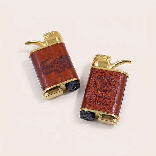 Antique Leather Finish Pocket Cigarette Lighter-Jet Flame Lighter