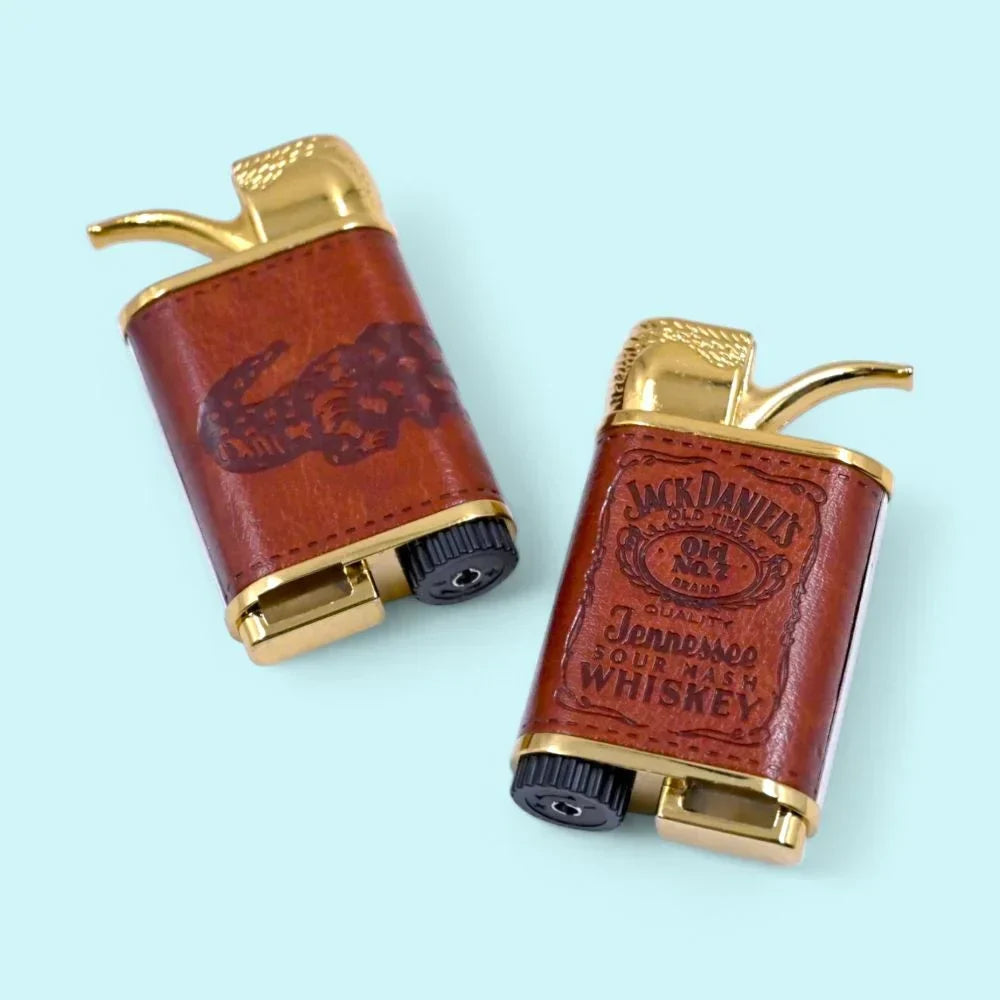 Antique Leather Finish Pocket Cigarette Lighter-Jet Flame Lighter