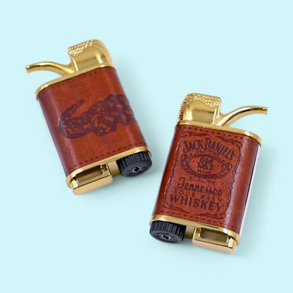 Antique Leather Finish Pocket Cigarette Lighter-Jet Flame Lighter