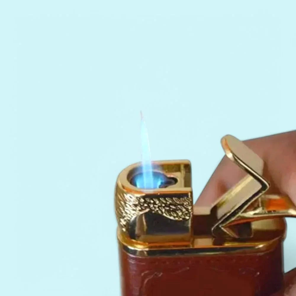 Antique Leather Finish Pocket Cigarette Lighter-Jet Flame Lighter