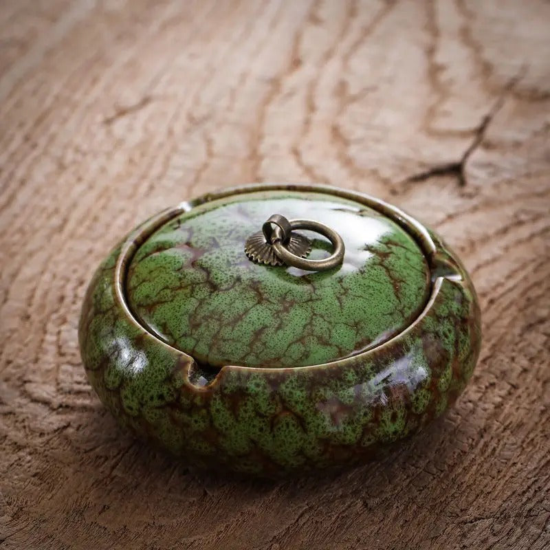 Ceramic Cigarette Tray with Lid