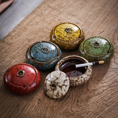 Ceramic Cigarette Tray with Lid