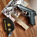 Metal Gun Lighter with Knife