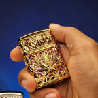 Royal Leaf Engraved Jet Lighter (Metallic)